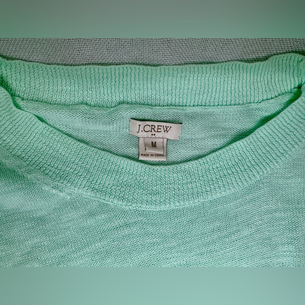 100% Cotton Short Sleeve Knit Top in Mint Green J. Crew Factory Medium - Picture 4 of 8